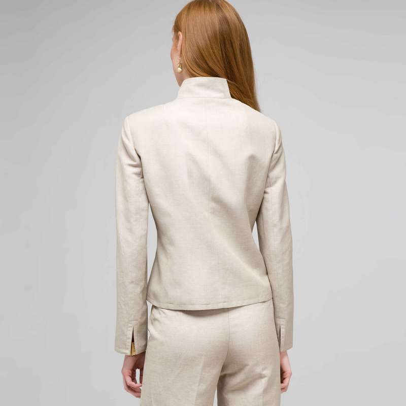 Washable Linen 2 Pocket Jacket, Stone and White, large