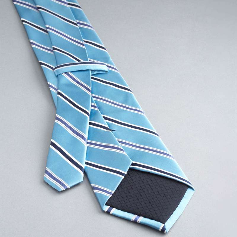 Striped Silk Tie, Turquoise, large