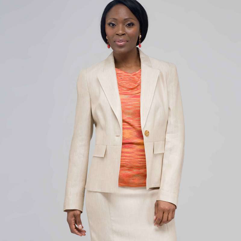 Jewel Neck Jacket., Chino & Ivory, large