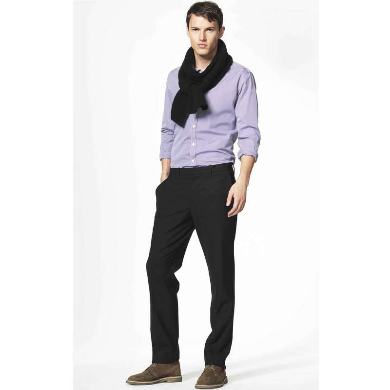 Microcheck Straight Leg Trousers, Light Black, large