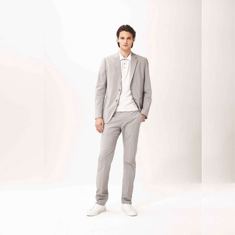 Straight Leg Stretch Trousers, White, large